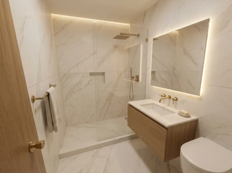 Full bathroom retile, floor to ceiling — after