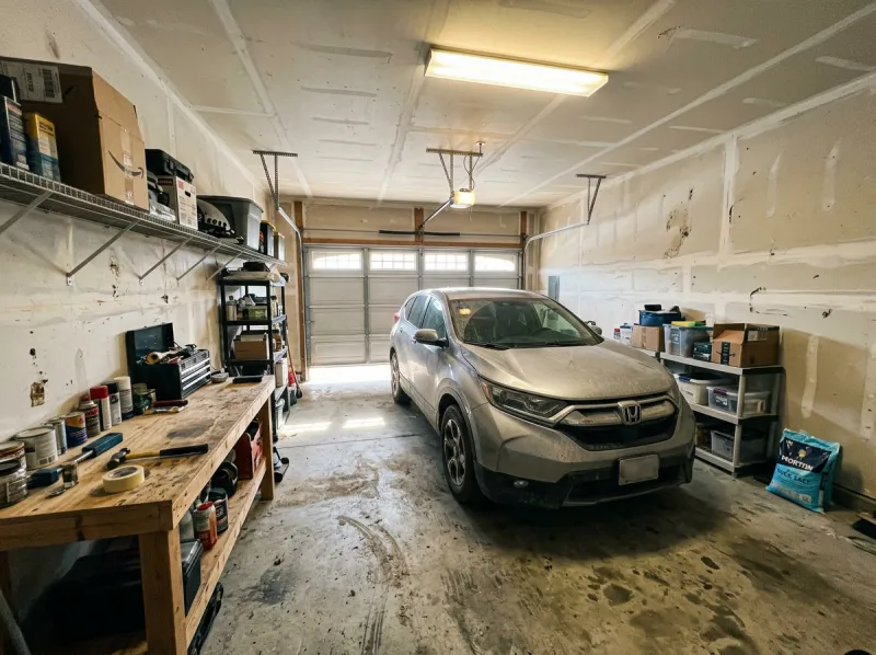 Garage floor epoxy coat — before