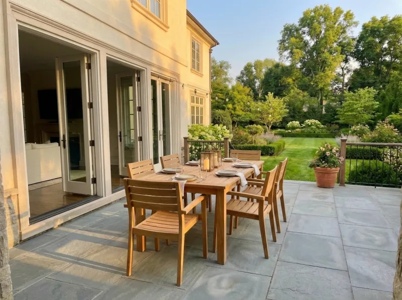 Outdoor furniture assembled and patio set up — after