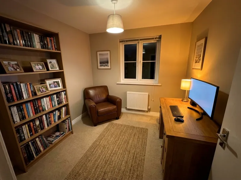 Son's room converted to a shared home office — after