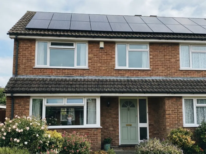 Solar roof panels installed — after